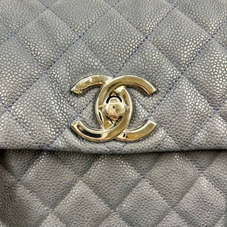 CHANEL Iridescent Caviar Medium Lady Pearly Flap Navy ADI1121