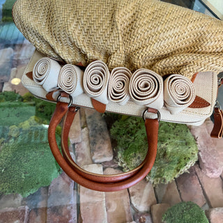 VALENTINO Rose Raffia Tote Bag