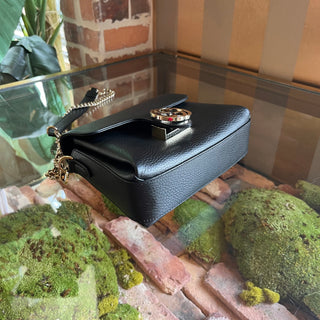 GUCCI Dollar Black Calfskin Interlocking G Crossbody Bag