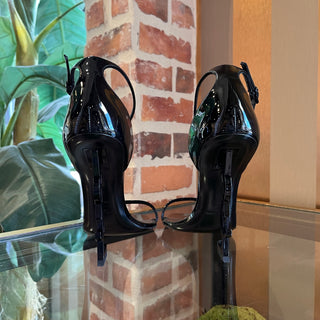 SAINT LAURENT Opyum YSL Black Patent Leather Heels SZ 41 (US 11)