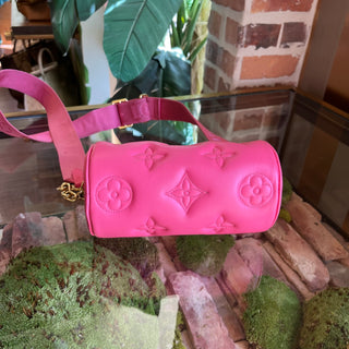 LOUIS VUITTON Bubblegram Papillon BB Dragon Fruit Monogram Leather Satchel Bag