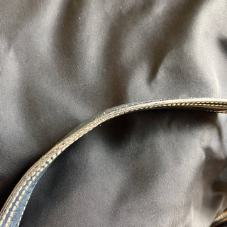 PRADA Navy Blue Nylon Embossed Leather Logo Hobo Bag