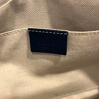 GUCCI Marmont Small Camera Blue GG Diagonal Quilted Canvas Crossbody Bag