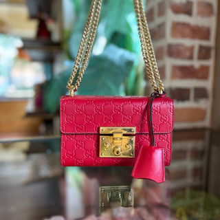 GUCCI Padlock Medium Red Guccissima Leather Shoulder Bag