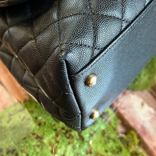 CHANEL Black Caviar Leather Top Handle Bag
