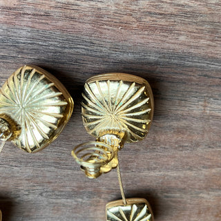 SAINT LAURENT Green Drop Clip on Earrings