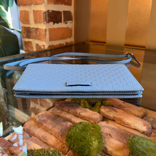 GUCCI Micro Gucciassima Blue Calfskin Crossbody Wallet