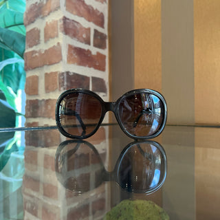CHANEL 5138 Orange Logo Brown Acetate Round Sunglasses