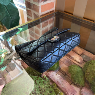 CHANEL Black Leather Reissue Roll Clutch DIA315