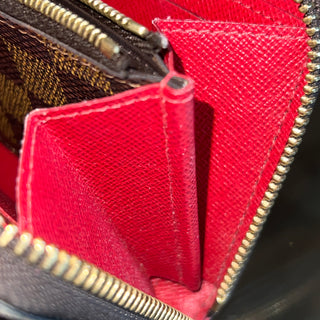 LOUIS VUITTON Clémence Damier Ebene Red Canvas Wallet