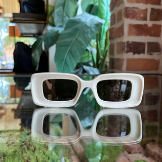 LOEWE LW40101I Ivory Acetate Concave Rectangle Sunglasses