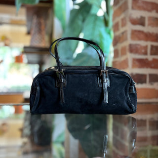FENDI Bauletto Mini Black Suede Satchel Bag