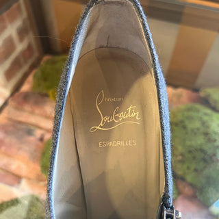 LOUBOUTIN Deroba Gray Flannel Peep Toe Espadrilles Booties SZ 40 (US 10)