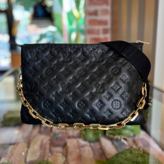 LOUIS VUITTON Coussin MM Black Monogram Embossed Leather Shoulder Bag