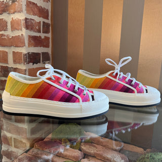 Dior Walk'N'Dior Low Top Multicolor Cotton Sneakers CL SZ 38 (US 8)