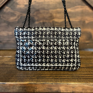 CHANEL Houndstooth Python Flap Shoulder Bag