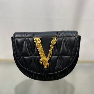 VERSACE Virtus Vitello Black Belt Bag