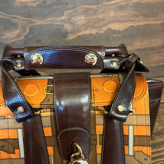 BURBERRY Orange Scarf Print Tote Bag