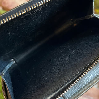 SAINT LAURENT Cassandre YSL Monogram Silver Chevron Leather Wallet