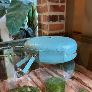 CHANEL La Pausa Blue Calfskin Chevron Stitch Crossbody