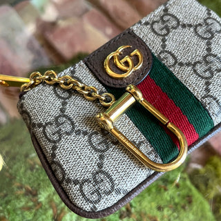 GUCCI Ophidia Beige GG Supreme Canvas Key Pouch