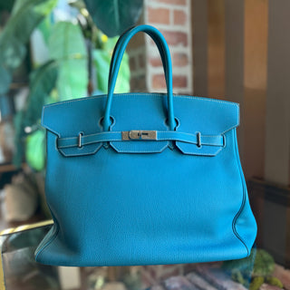 HERMES Birkin Blue Jean Togo Leather Haut A Courroies 40