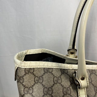 GUCCI GG Supreme Web White Joy Tote w/ Lulu French Poodle Charm