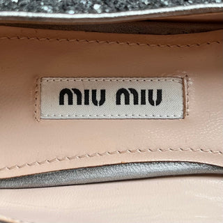 MIU MIU Silver Sequin Flats SZ 36 (US 6)