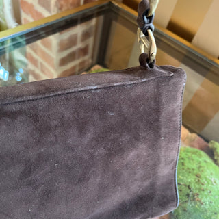 YVEST SAINT LAURENT Brown Suede Flap Vintage Shoulder Bag