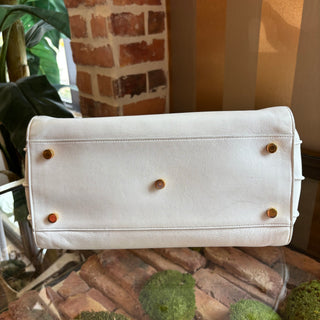 SAINT LAURENT White Leather Sac De Jour Tote