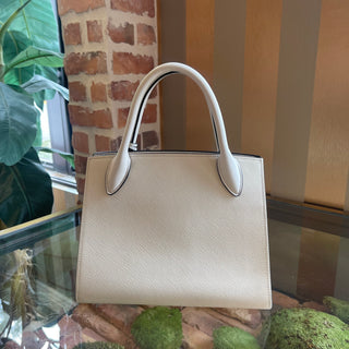 PRADA White Saffiano Cuir Leather Monochrome