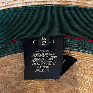 GUCCI Raffia Web Stripe Fedora Hat SZ 57 (M)