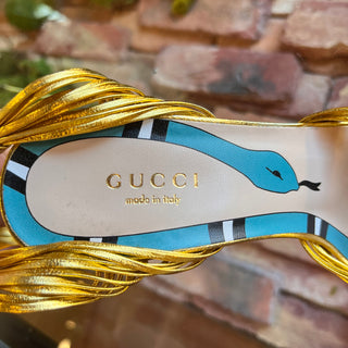 GUCCI Metallic Gold Ankle Strap Leather Heels SZ 36.5 (US 6.5)