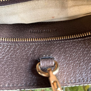 GUCCI Beige Monogram Jumbo GG Textured Dollar Calfskin Web Tote