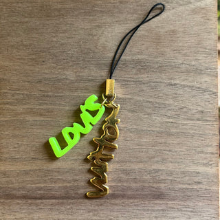 LOUIS VUITTON Green Louis Vuitton Lettering Gold Tone Bag Charm