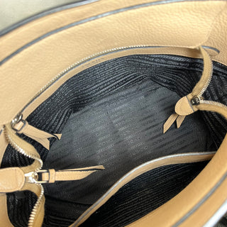 PRADA Vitello Phenix Bucket Crossbody Sand