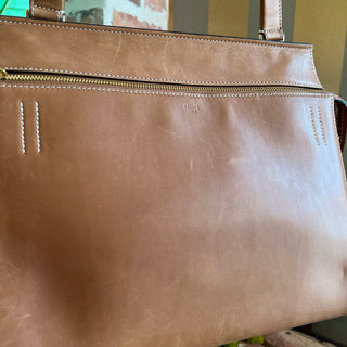 CELINE Edge Medium Brown Palmelato Calfskin Leather Shoulder Bag