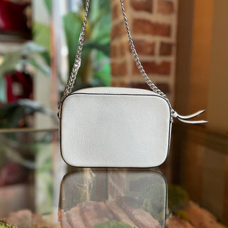 JIMMY CHOO Small Bauti White Embossed Logo Crossbody