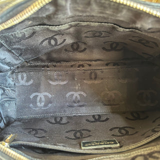 CHANEL Vintage Chocolate Bar Black Quilted Leather Tote Bag