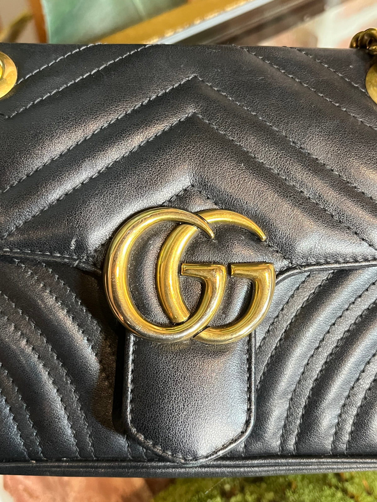 GUCCI Black GG Marmont Mini Bag