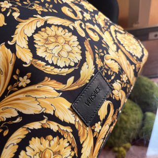VERSACE Black Gold Nylon Baroque Diaper Bag