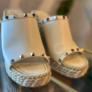 VALENTINO Rockstud Accent Leather Espadrilles SZ 40