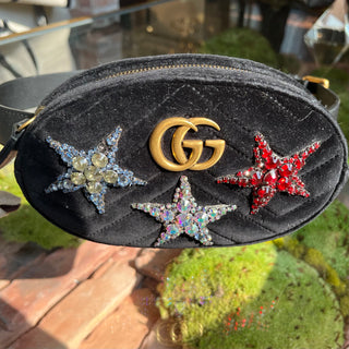 GUCCI Fanny Pack Velvet Crystal Belt Bag