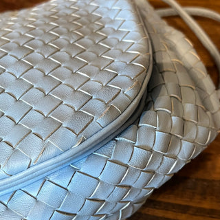 BOTTEGA VENETA Blue Intrecciato Nappa Leather Drawstring Crossbody