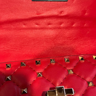 VALENTINO GARAVANI Spike Rockstud Red Quilted Nappa Leather Belt Bag SZ85(S4/6)