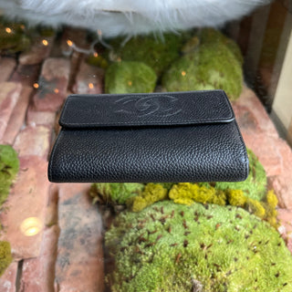 CHANEL Timeless Compact Card Black Caviar Leather Wallet
