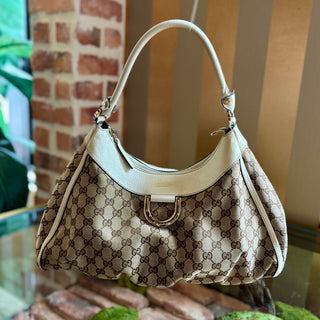 GUCCI White GG Canvas Medium Abbey Tote Bag