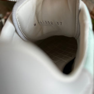 CHANEL CC Light Turquoise White Cotton Sneakers SZ37(7US)