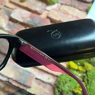 ALEXANDER MCQUEEN MCQ004/S 01K E2 Black Pink Striped Oversized Sunglasses