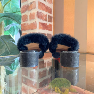 LOUBOUTIN Black Calf Hair Fur Loafers SZ 38.5 (US 8.5)